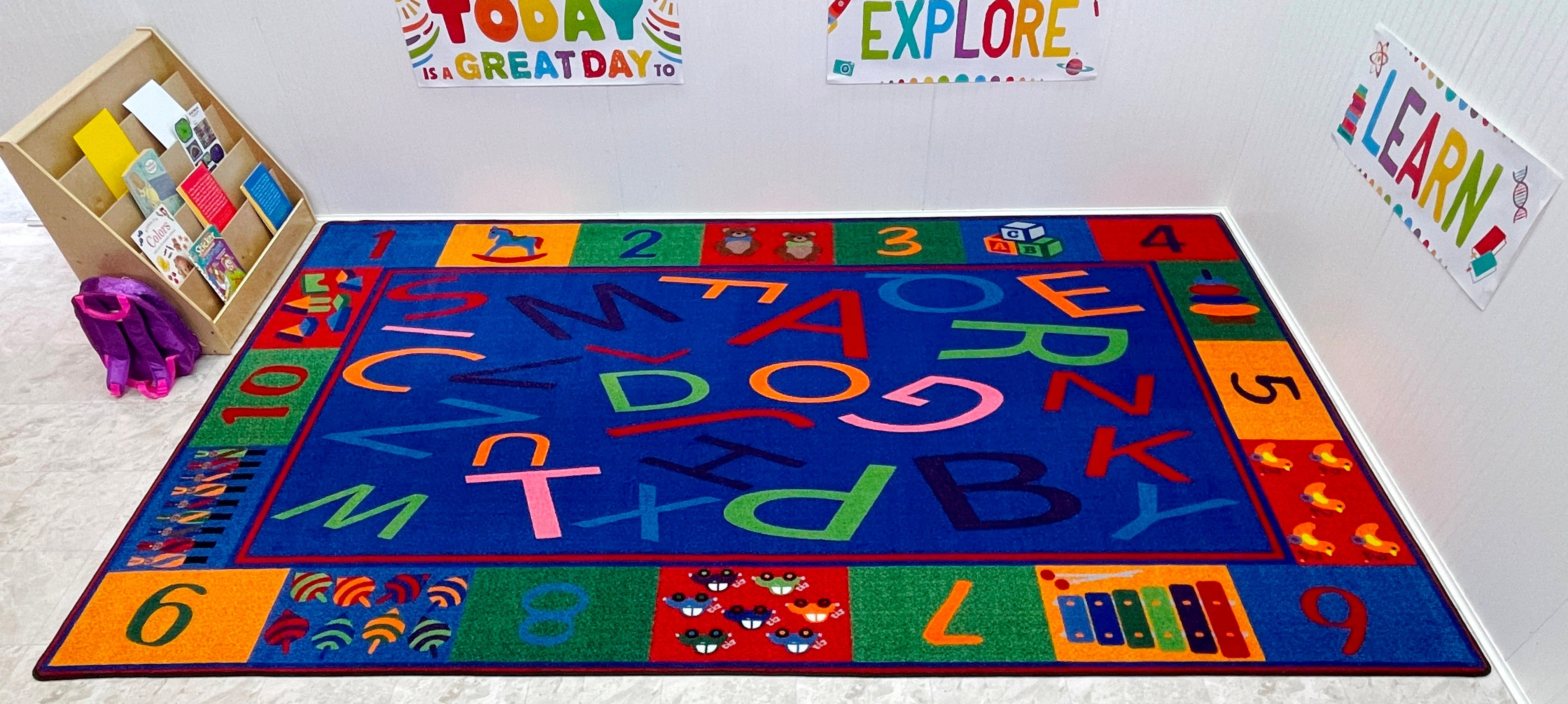 KidCarpet.com Alphabet and Numbers Teaching Toddler Rug 7'6
