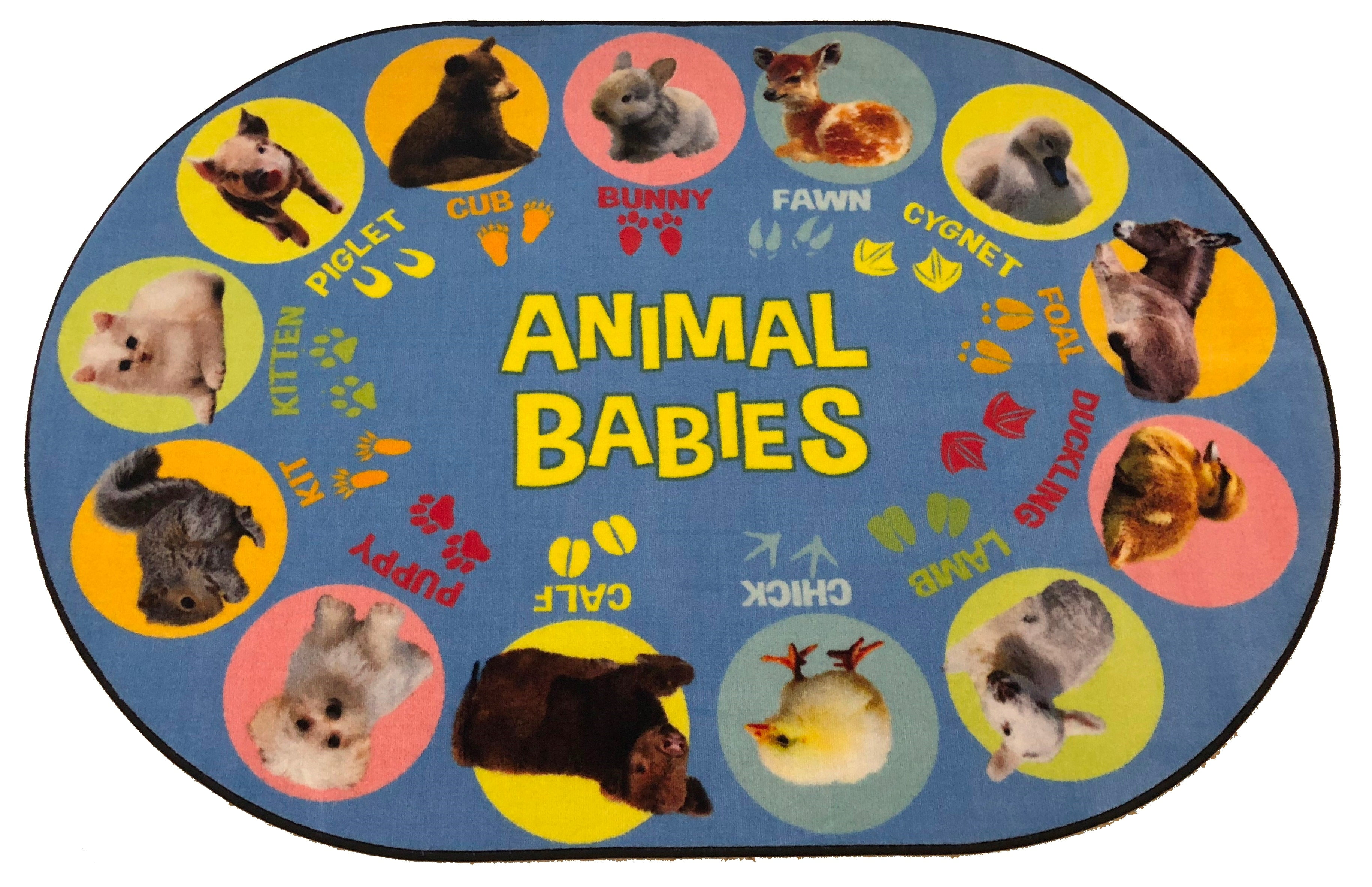 Animal Rug Classroom KidCarpet.com Animal Babies Preschool Oval Area Rug 4'x6' Toddler ...