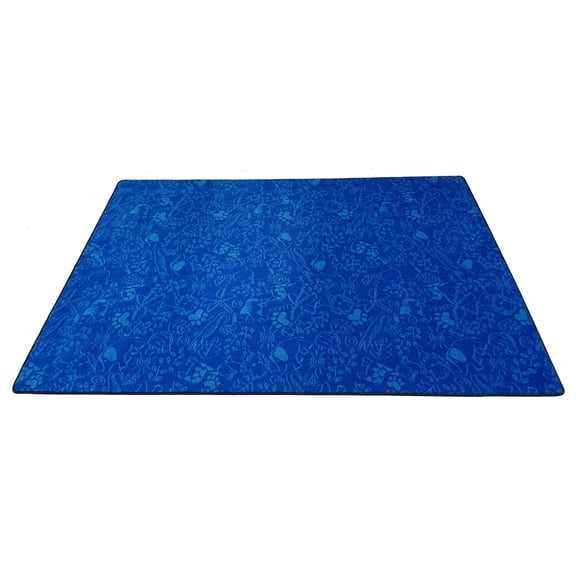 KidCarpet.com Animal Doodles Nylon Area Rug for Kids 6' x 6', Square Blue on Blue | Carpet for Classroom, Bedroom | Animal Print Children's Rug Ideal for High Traffic Areas