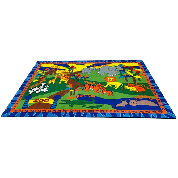 KidCarpet.com Animals at The Zoo Nylon Area Rug, 4' x 6' Multicolored Animals, Abc's & Numbers Learning Classroom Carpet | Educational Alphabets Childrens Rugs Perfect for Daycare, Playroom, School