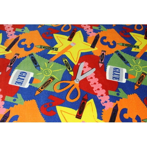 KidCarpet.com Arts and Crafts Nylon Children's Area Rug, 6' x 6', Multicolored Rug for Learning Numbers & Colors | Carpet for Classroom Playroom Bedroom Educational Area Rug for Kids