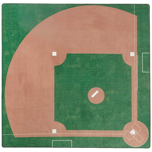 KidCarpet.com Baseball Field Rug 6' x 6 Rectangle Area Rug for Kids Playroom & Elementary Classroom | Baseball Diamond Area Rug