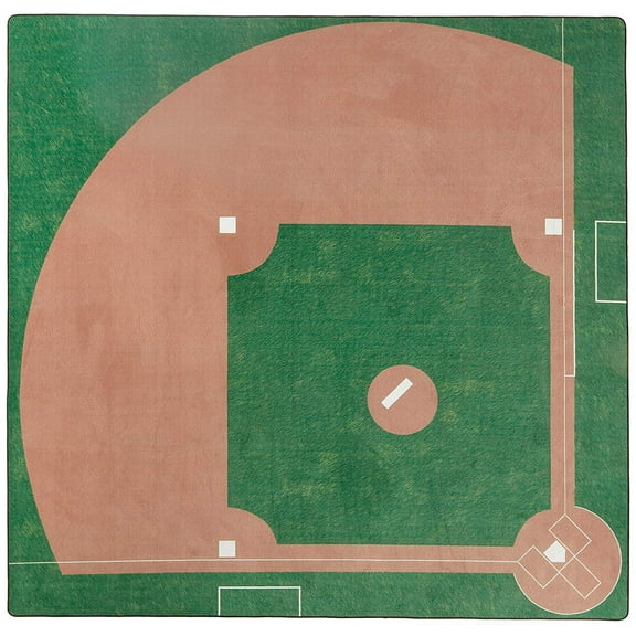 KidCarpet.com Baseball Field Rug 6' x 6 Rectangle Area Rug for Kids Playroom & Elementary Classroom | Baseball Diamond Area Rug