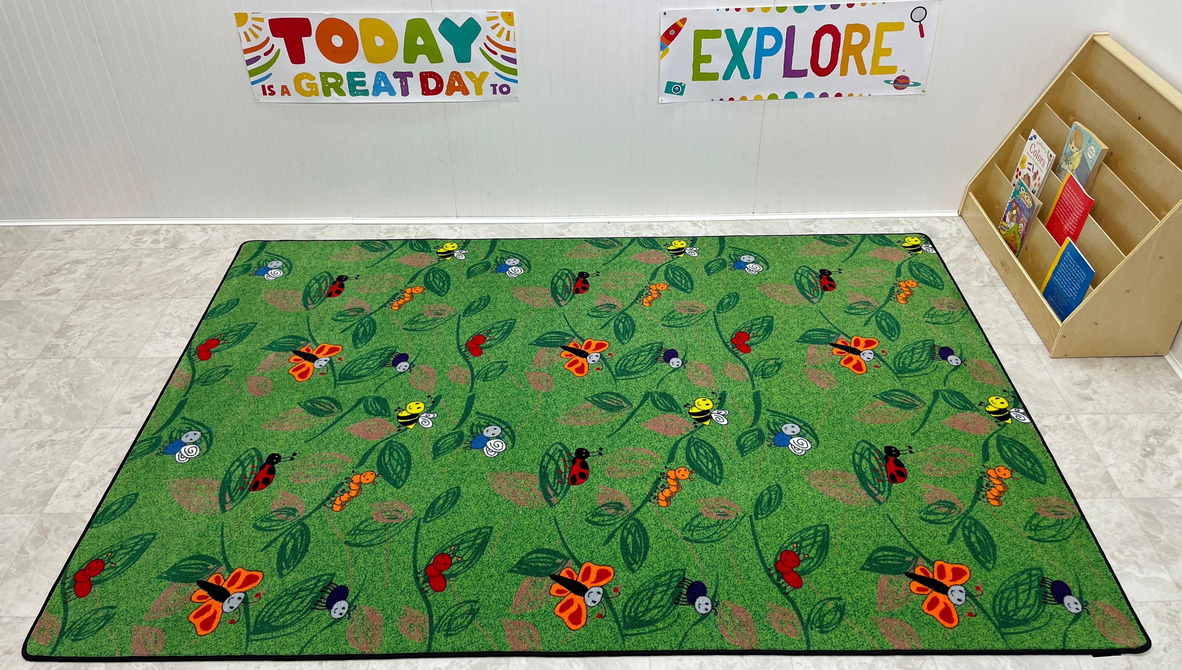KidCarpet.com Buzzy Bugs Nylon Area Rug,12' x 6'' Multicolored Nature ...