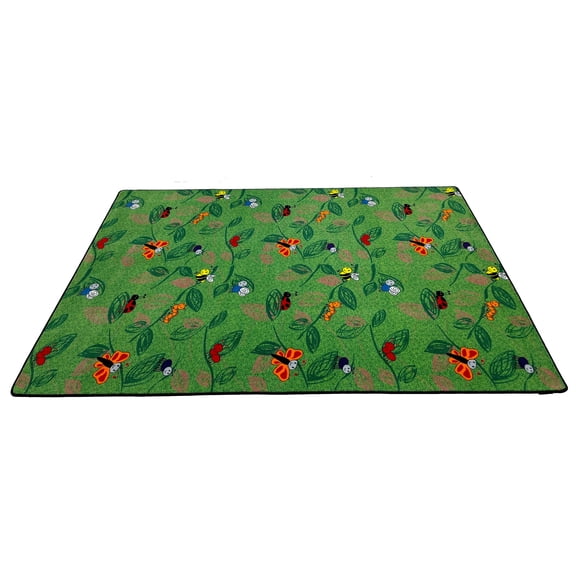 KidCarpet.com Buzzy Bugs Nylon Area Rug, 6' x 6', Multicolored Nature Kids Rug | Area Rug for Home Learning or Classroom Carpet, Playroom or Kids Bedroom Carpet | Preschool Rug Educational Carpet