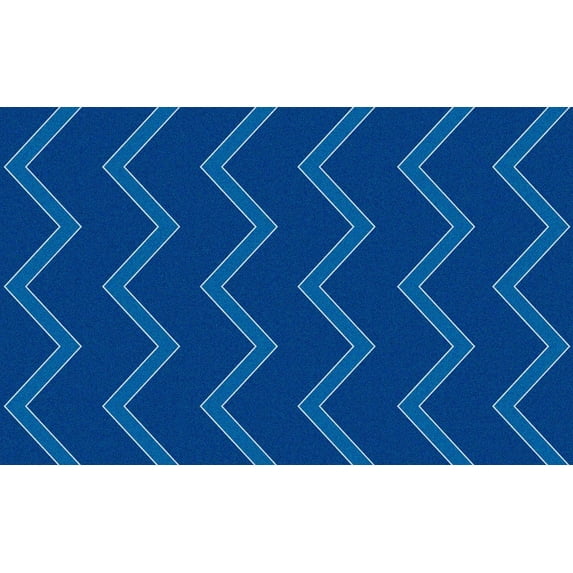 KidCarpet.com Chevron Kids Nylon Area Rug 4' x 6' Blue on Blue Rectangle Zig Zag Modern Casual Geometric Area Rug | Indoor Outdoor Area Rug Ideal for High Traffic Areas in Living Room, Bedroom