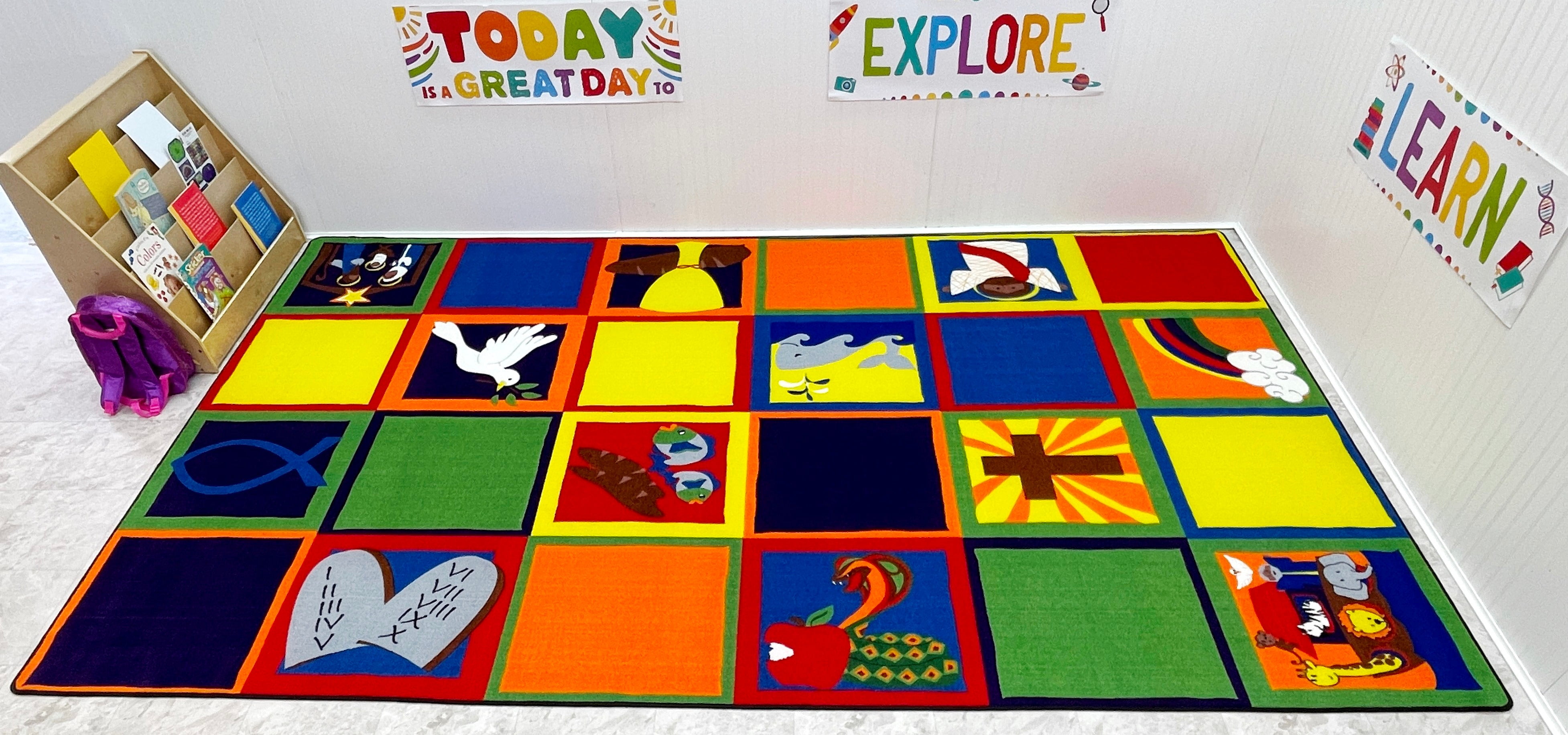 KidCarpet.com Christian Squares Nylon Area Rug, 7'6