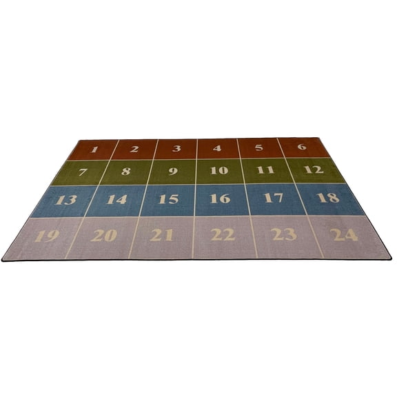 KidCarpet.com Classroom Seating Rug with 24 Squares Earth Tone Colors 7'6" x 12' Rectangle, | Classroom Seating Rug for Children's Classroom | Area Rugs for Kids