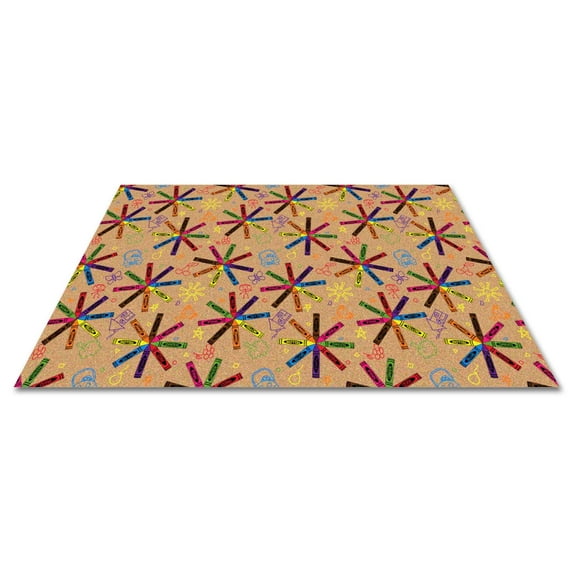 KidCarpet.com Crayon Scribbles Children's Nylon Area Rug, 6' x 9', Rectangle Multicolored Kid Educational Learning Rug for School, Classroom | Area Rug for Kids Playroom
