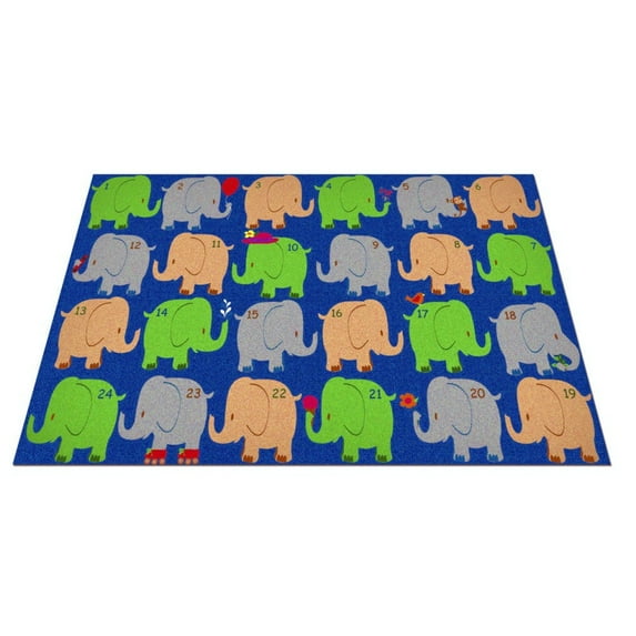 KidCarpet.com Elephant Seating Area Rug, 6' x 8'6", Multicolored Educational Numbers Classroom Area Rug | Learning Carpets for Kids | Rugs for Bedroom Playroom Classroom Baby Toddler Children