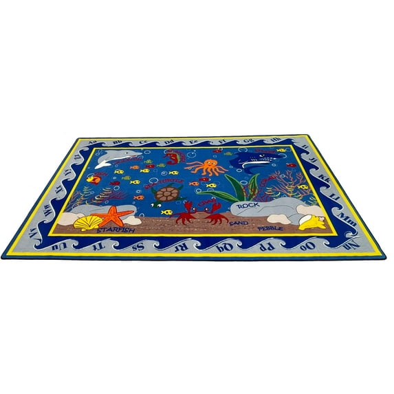 KidCarpet.com Fish in The Sea Educational Rug 4' x 6' Rectangle, Alphabet Nursery Area Rug for Kids | Learning Rug for Children's Classroom | Kids Playroom Rug | School Carpet for Kids