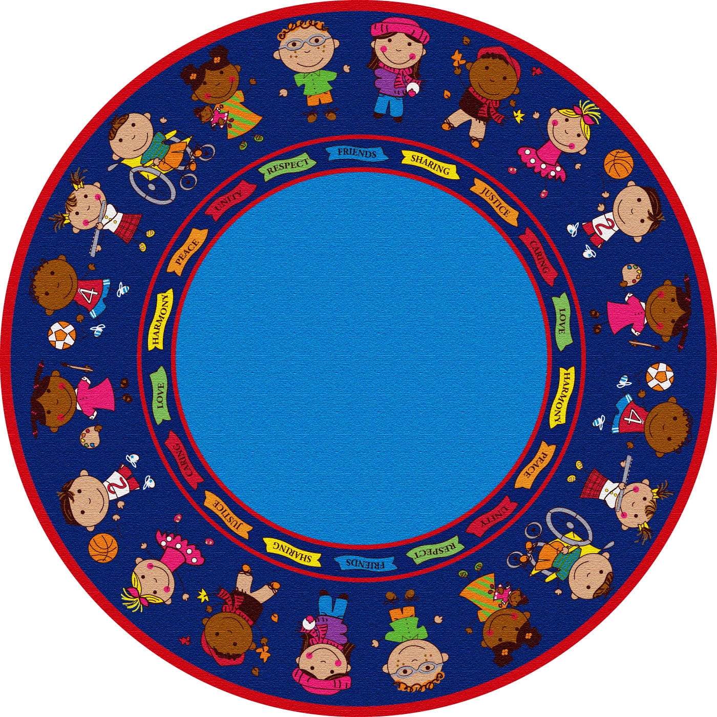 KidCarpet.com Friends Full Circle Classroom Seating Rug 6' Round Area ...