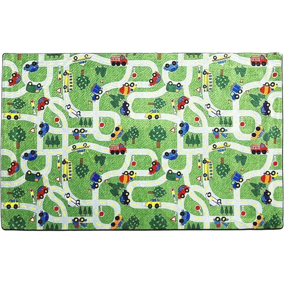 KidCarpet.com On The Go Kid's Road Rug, 4' x 6' Rectangle, Multicolored Fun Kid's Road Rug | Rug for Nursery, Bedroom, Daycare Children Area Rug | Carpet for Kids Bedroom and Playroom