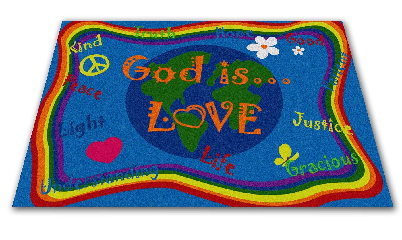 KidCarpet.com God is Love School Rug, 4' x 6' Rectangle Kids Religious ...