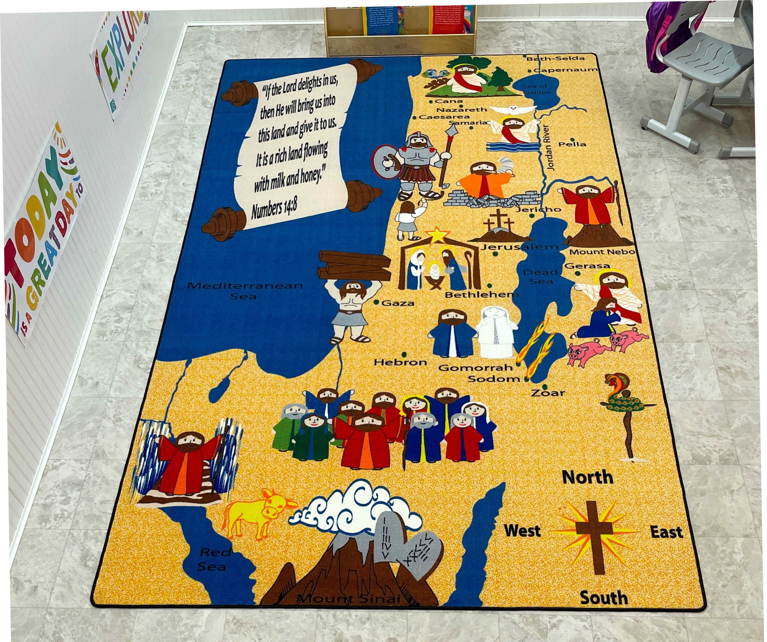 KidCarpet.com Holy Land Map Nylon Area Rug 7'6