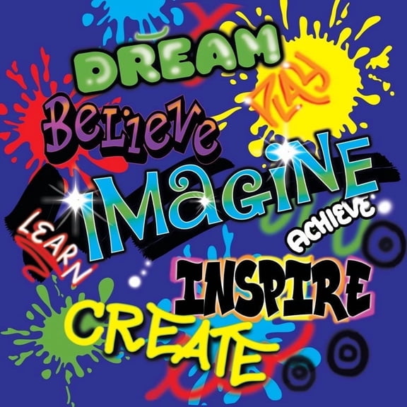 KidCarpet.com Inspiration Graffiti Classroom Rug 6' Round, Multi | Bright & Fun Kids Rug | Rugs for Children's Classroom or Daycare Activity Area | Educational Learning Area Rug for Kids