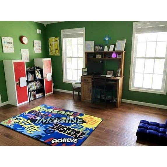 KidCarpet.com Inspiration Graffiti Classroom Rug, 6 'x 8'6" Rectangle, Multi, Bright & Fun Kids Rug | Rugs for Children's Classroom or Daycare Activity Area | Educational Learning Area Rug for Kids