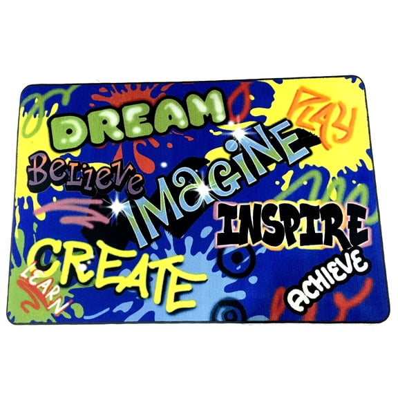 KIDCARPET.COM Inspiration Graffiti Decorative Classroom Rug | Modern Accent Carpet for Preschool Reading Corner Decor, 6' x 8'6"