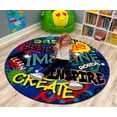 thumbnail image 1 of KidCarpet.com Inspiration Graffiti Classroom Rug, 7'6" x 12' Rectangle, Multi, Bright & Fun Kids Rug | Rugs for Children's Classroom or Daycare Activity Area | Educational Learning Area Rug for Kids, 1 of 1