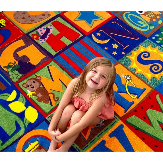 KidCarpet.com Letter Seating Educational Rug, 7'6" x 12' Rectangle, Classroom Rug for Kids | Alphabet Classroom Carpet Seating Rug | Learning Carpet for School | Area Rugs for Kids
