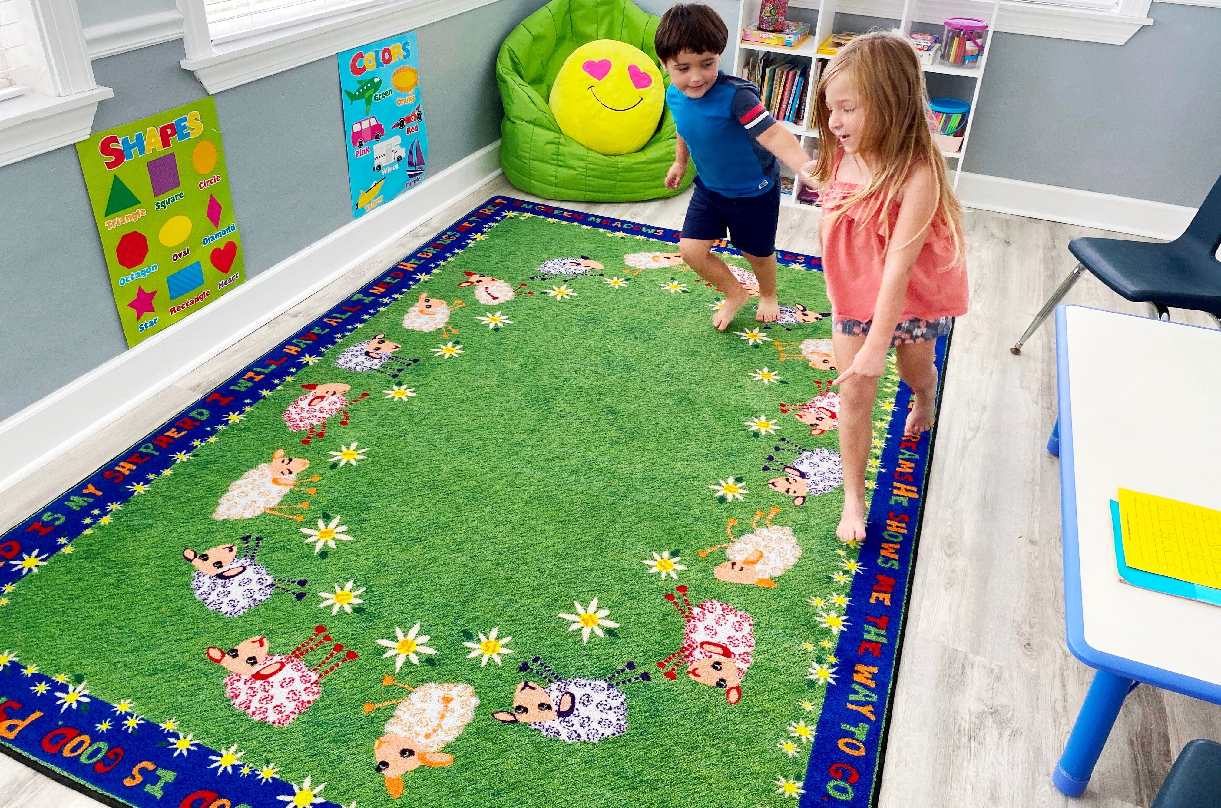 Little Rugs KidCarpet.com Little Lambs of God Sunday School Rug 7'6
