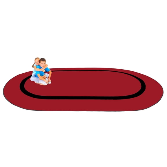 KidCarpet.com Montessori Classroom Rug 4' X 6' Oval, Red/Black Children Playing Rug | Area Rugs for Kids | School Carpet for Children | Rug for Children's Classroom or Daycare Activity Area