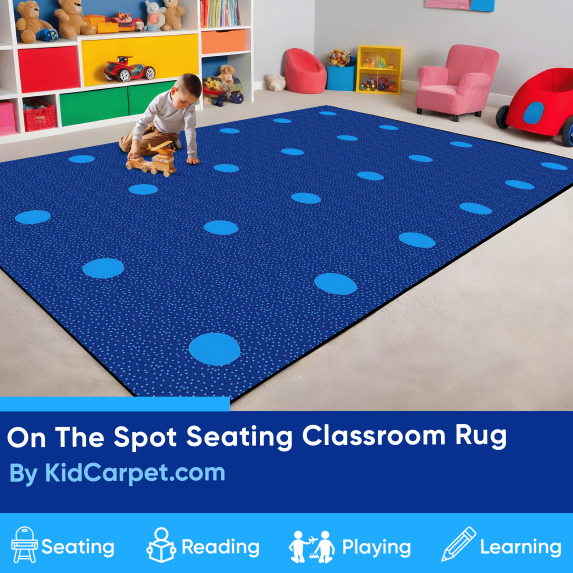 KidCarpet.com On The Spot Seating Classroom Carpet, 10' X 12' Rectangle, Blue on Blue