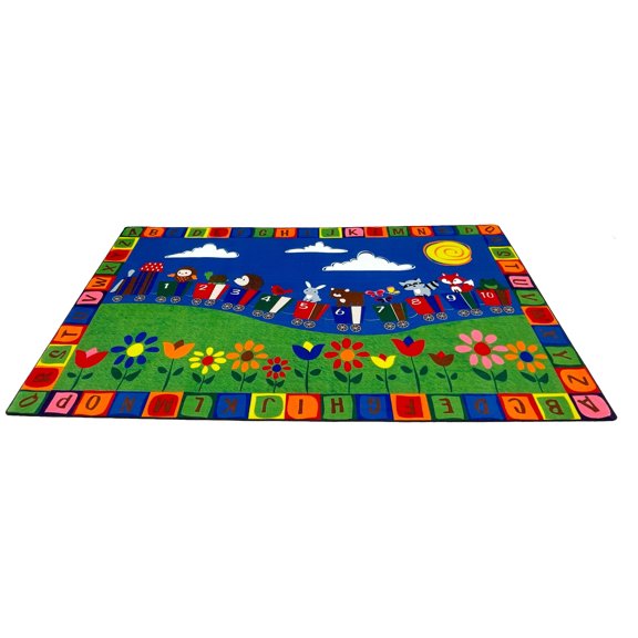 KidCarpet.com On The Train Kid's Rug, 7'6" x 12', Multicolored