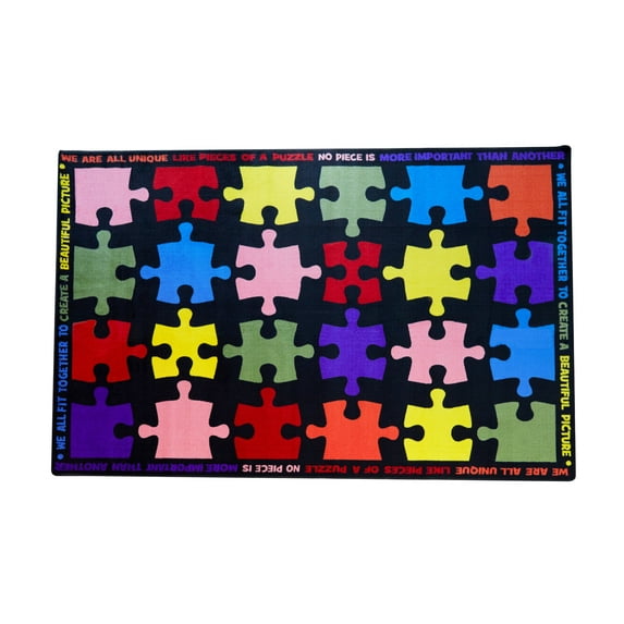 KidCarpet.com Pieces of The Puzzle Classroom Seating Rug 7'6" x 12' Rectangle