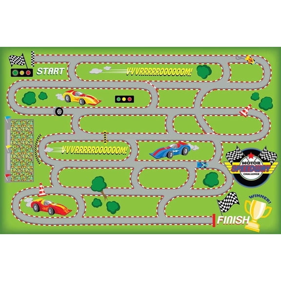 KidCarpet.com Race Track Maze Rug, 4'x6' Rectangle Kids Rug, Race Track Carpet Rugs | Area Rugs for Boy and Girl Bedroom | Nursery Rugs for Children Playroom | Car Play Rug for Kids
