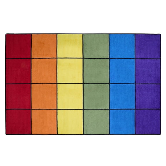 KidCarpet.com Rainbow Blocks Seating Rug 24 Rectangle 7'6" x 12'' Carpet for Kids for Home or School Learning Area | Area Rug for Kids Bedroom or Playroom