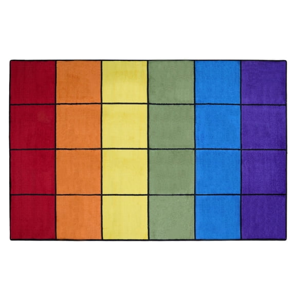 KidCarpet.com Rainbow Blocks Seating Grid Classroom Rug, 7'6"x12' Rectangle
