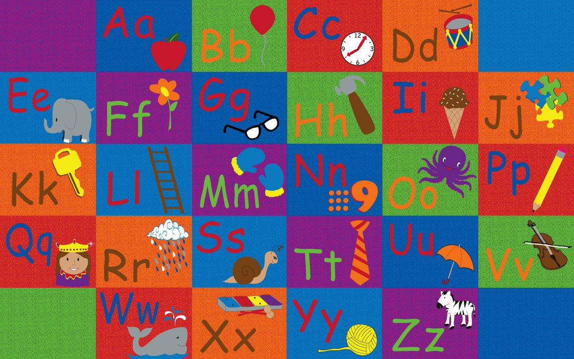KidCarpet.com All in A Row Letter Classroom Rug, 4' x 6' Rectangle ...