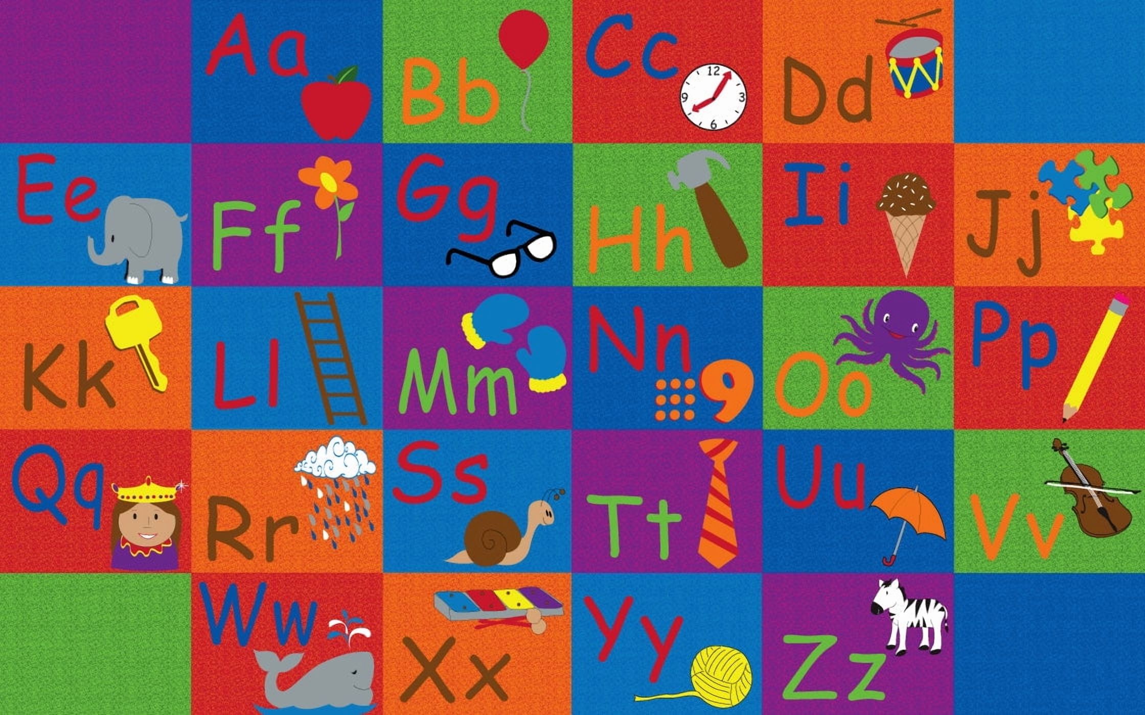 KidCarpet.com All in A Row Letter Classroom Rug, 4' x 6' Rectangle ...