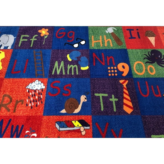 KidCarpet.com All in A Row Letter Classroom Rug, 6' x 8'6" Rectangle, Multicolored ABC Alphabet Educational Letter Area Rug for Kids | Carpet for Children's Room, Playroom, Classroom
