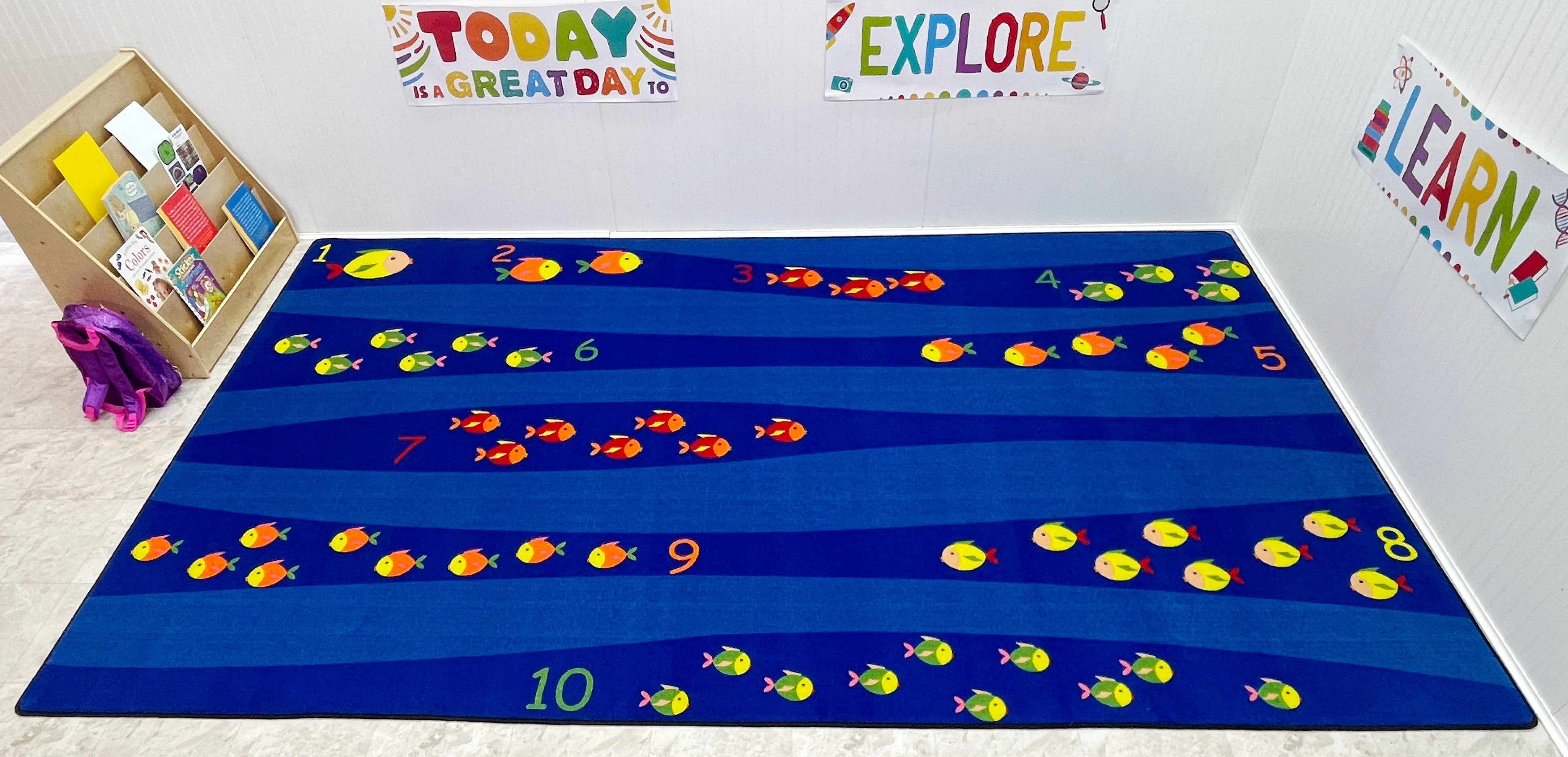 Classroom Rugh With Rocks KidCarpet.com School of Fish Classroom Rug 7'6