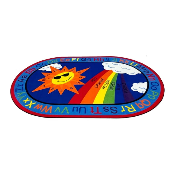 KidCarpet.com Sky's The Limit Classroom Rug 4' x 6' Oval Kid Educational Learning Rug for School Classroom, Kids Play Rug for Learning Numbers, Colors & Alphabets Area Rug for Kids