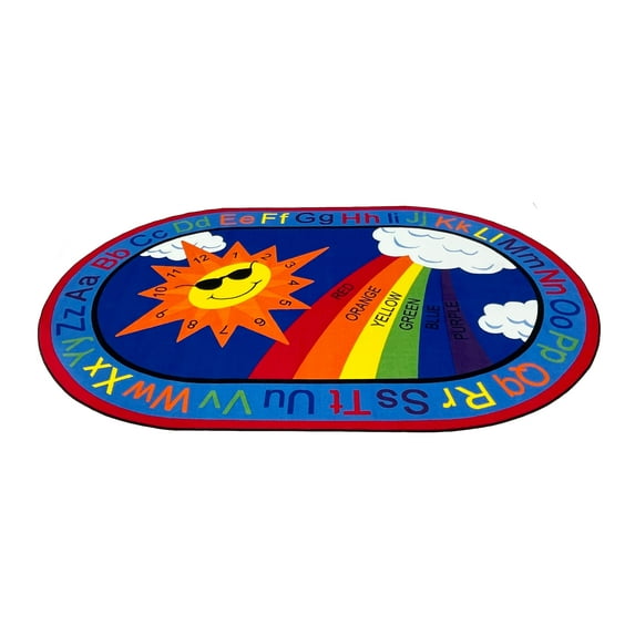 KidCarpet.com Sky's The Limit Classroom Rug 4' x 6' Oval Kid Educational Learning Rug for School Classroom, Kids Play Rug for Learning Numbers, Colors & Alphabets Area Rug for Kids
