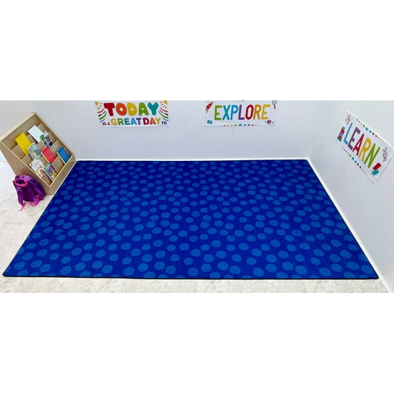 KidCarpet.com Spots Abound Children's Rug 6' x 8'6" Blue on Blue, School Rugs for Children | Kids Playroom Rug | Area Rug for Kids | Carpet for Children's Room, Classroom