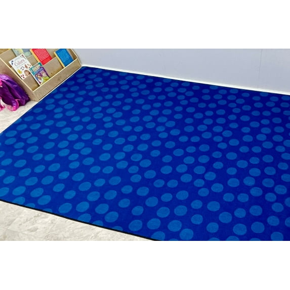 KidCarpet.com Spots Abound Children's Rug 7'6" x 12' Blue on Blue, School Rugs for Children | Kids Playroom Rug | Area Rug for Kids | Carpet for Children's Room, Classroom