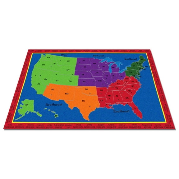 KidCarpet.com The United States of America Map Rug, 7 * 6 x 12 Multicolored US Map Kids Area Rug for Education and Learning | Suitable for Classroom, Nursery, Bedroom or Play Area