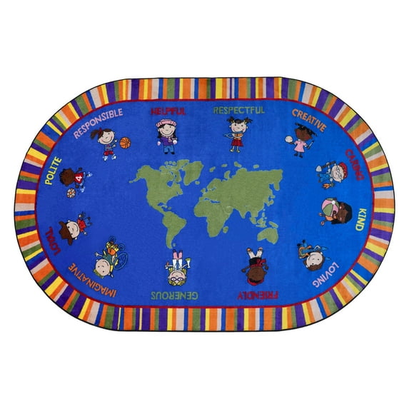 KidCarpet.com Our World of Virtue Classroom Rug 4'x6' Rectangle Kids Rug for Nursery, Bedroom, Daycare Children Area Rug | Carpet for Kids Classroom and Playroom | Area Rug for Kids