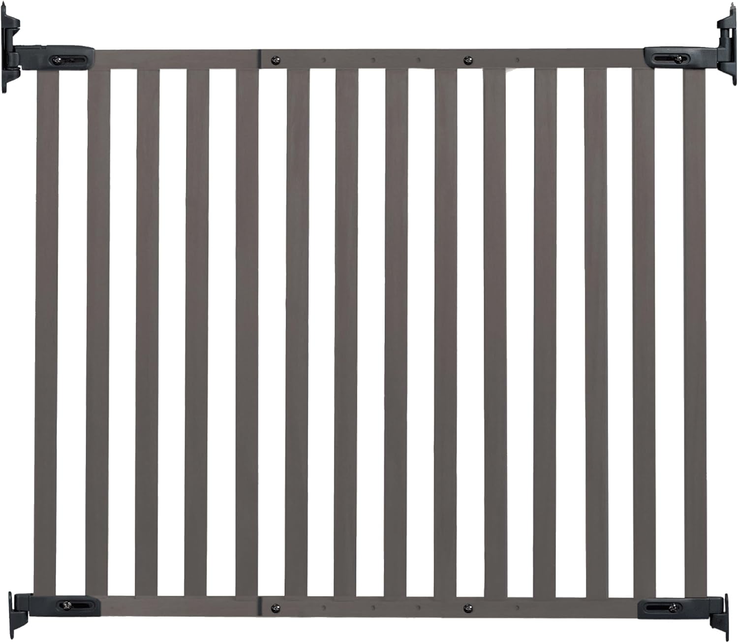 Gray Bamboo and Metal Walk-Through Stairway Baby Gate