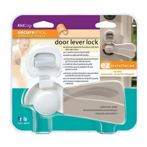 KidCo Child Safety Door Lever Lock, White, Plastic