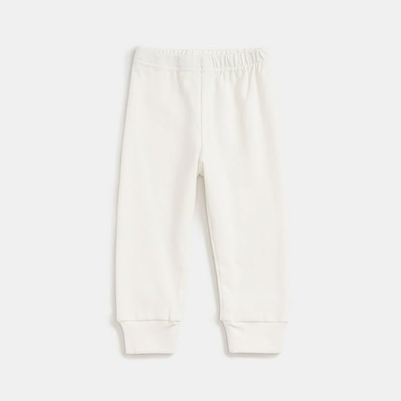 KidGT Boys Girls Cotton Linen Pants Child Basic Plain Solid Trousers Big Kids Elastic Waist Long Pants,1# White,12 Months