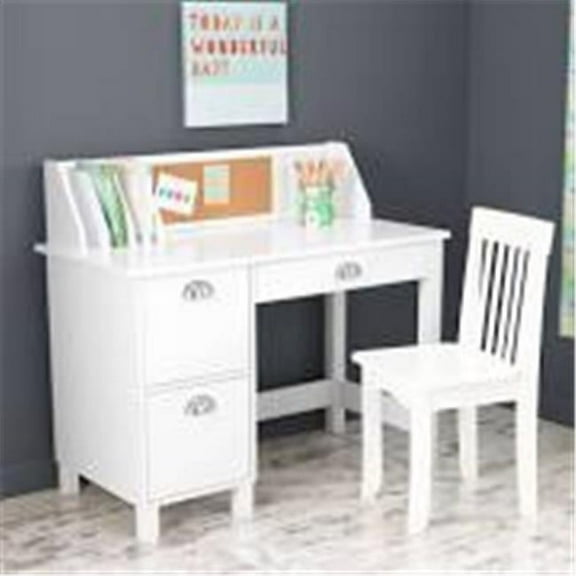 KidKraft 10 x 21.25 x 39.25 in. Study Desk with Drawers - White