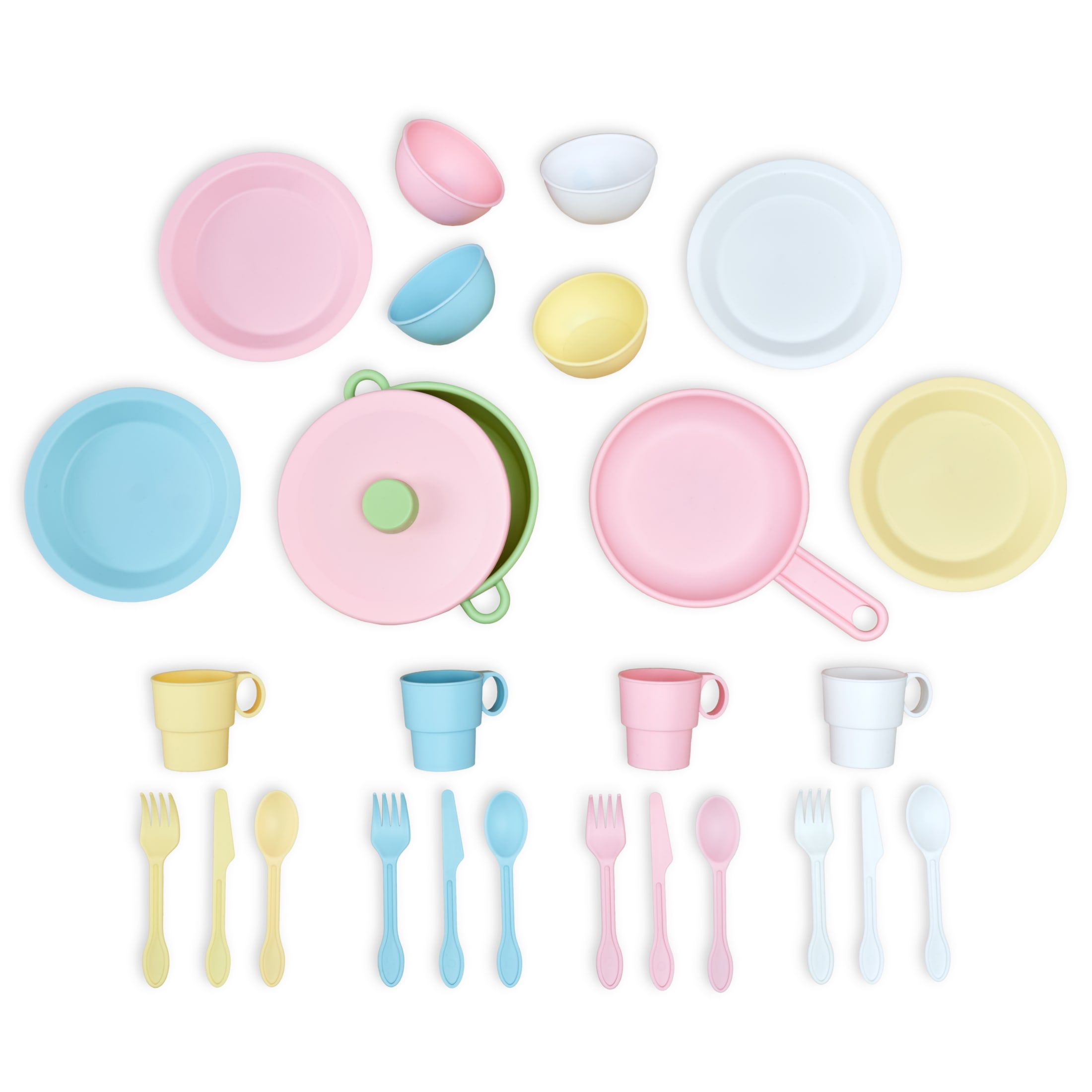 KidKraft 27-Piece Pastel Cookware Set, Plastic Dishes and Utensils for Play Kitchens - image 1 of 5