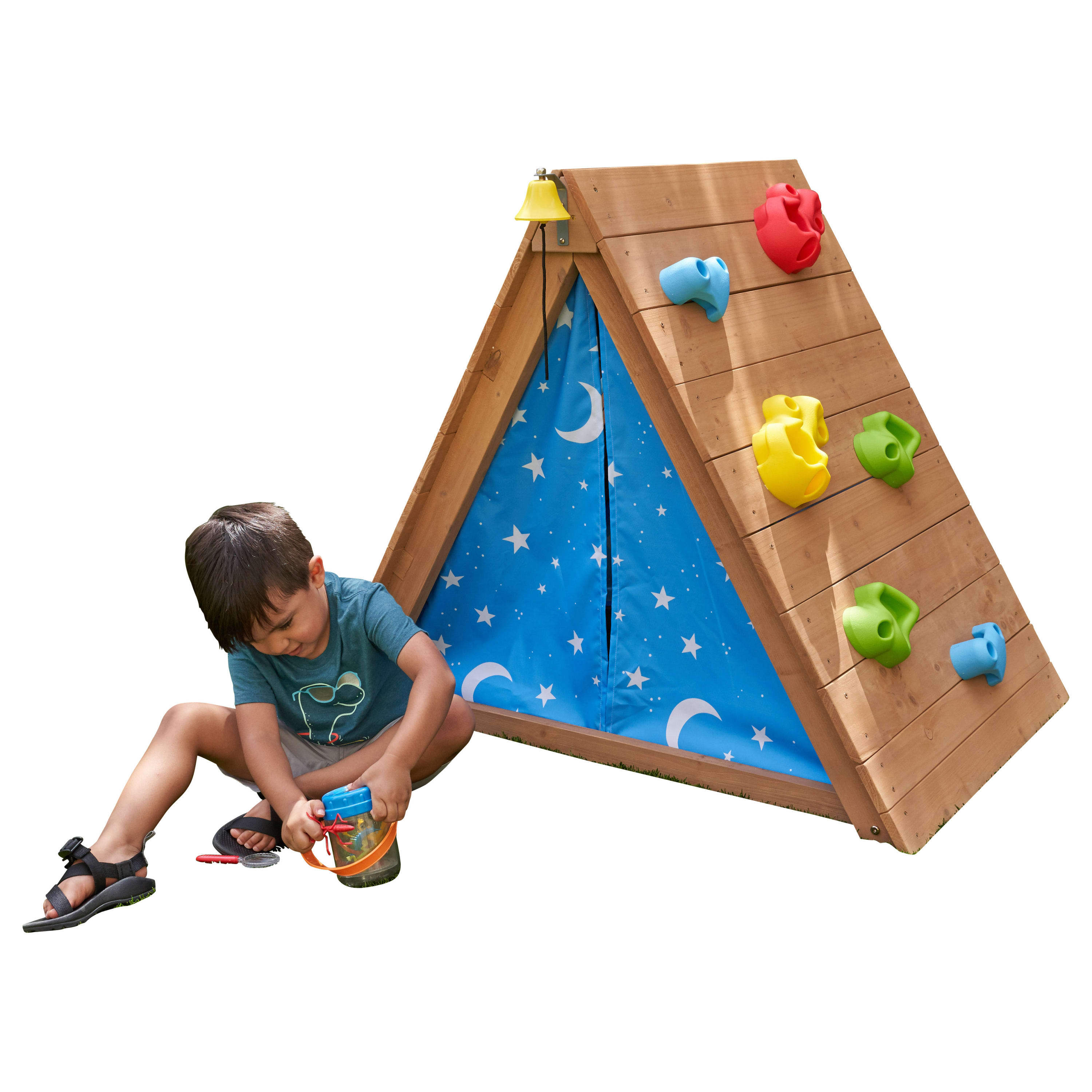 KidKraft A-Frame Wooden Hideaway  & Climber Toddler Climbing Toy - image 1 of 11