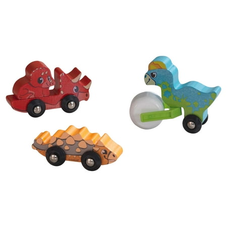 KidKraft Adventure Tracks™: Dino World Prehistoric Pals: Wooden Train Track Vehicles