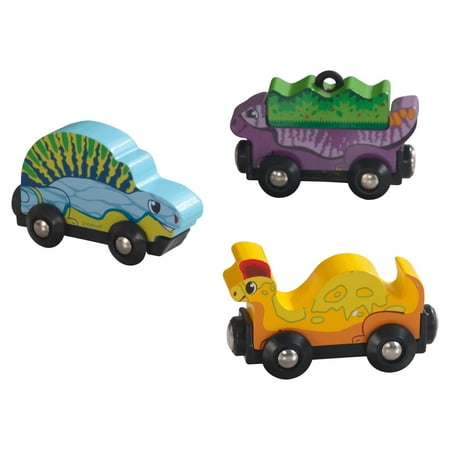 KidKraft Adventure Tracks™: Dino World Prehistoric Pals: Wooden Train Track Vehicles
